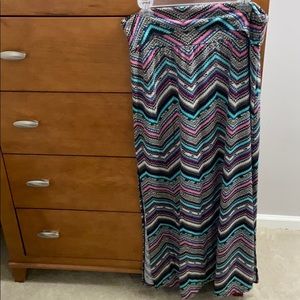 Chevron Print Maxi Skirt